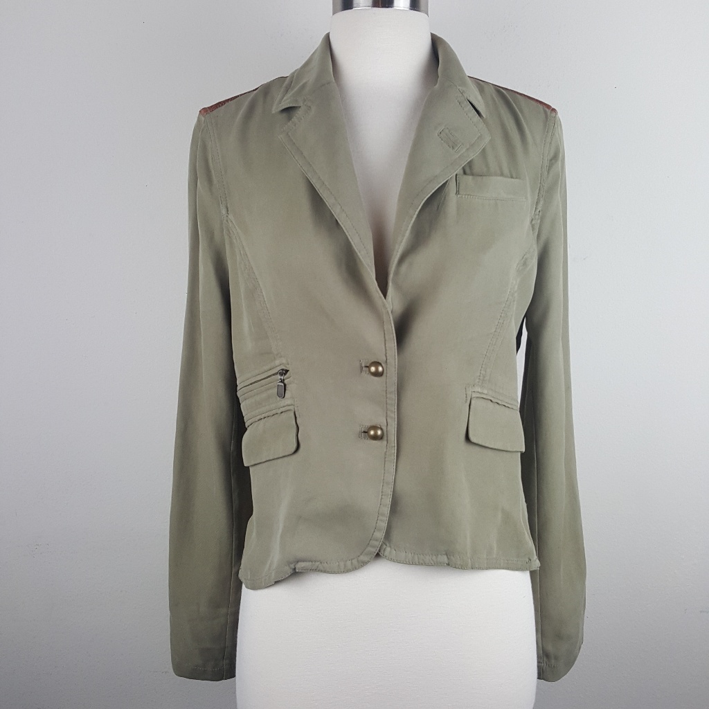 The Limited Olive Emboridered Wings Back Coat Sz M